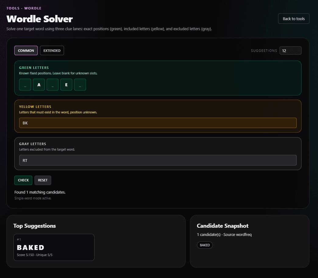 Wordle Solver screenshot